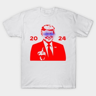 DARK TRUMP 2024 Dark Brandon Remix USA President (Red Finger) T-Shirt